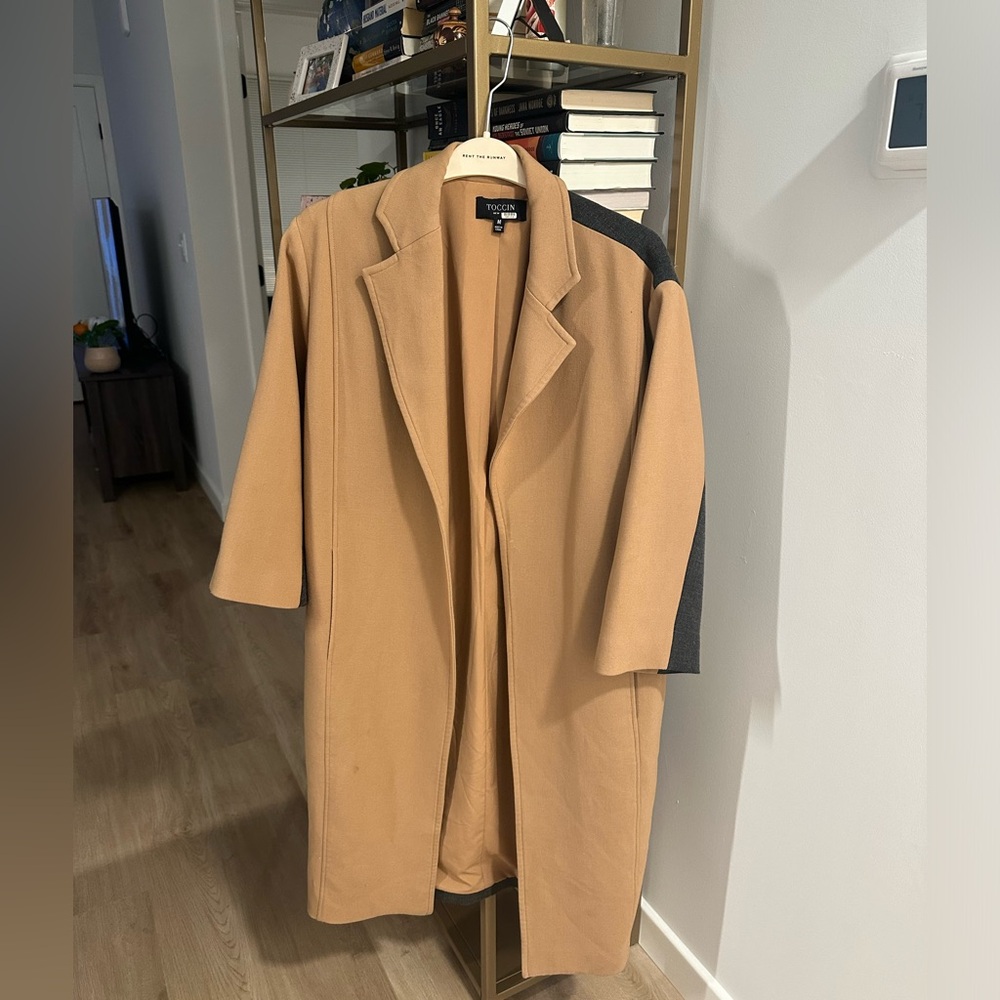 Toccin Colorblock Overcoat Camel/Flannel Large Camel Coat
